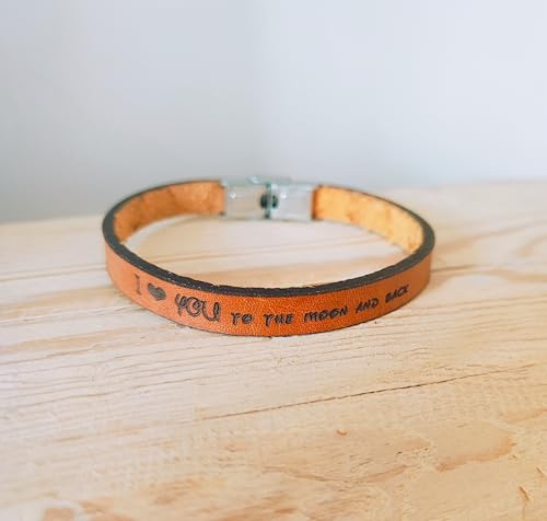 BigTrend24 Echt-Leder-Armband personalisierbar - Dein Wunschtext - braun - Kürzbar - Spruch - Geschenkidee - 9mm