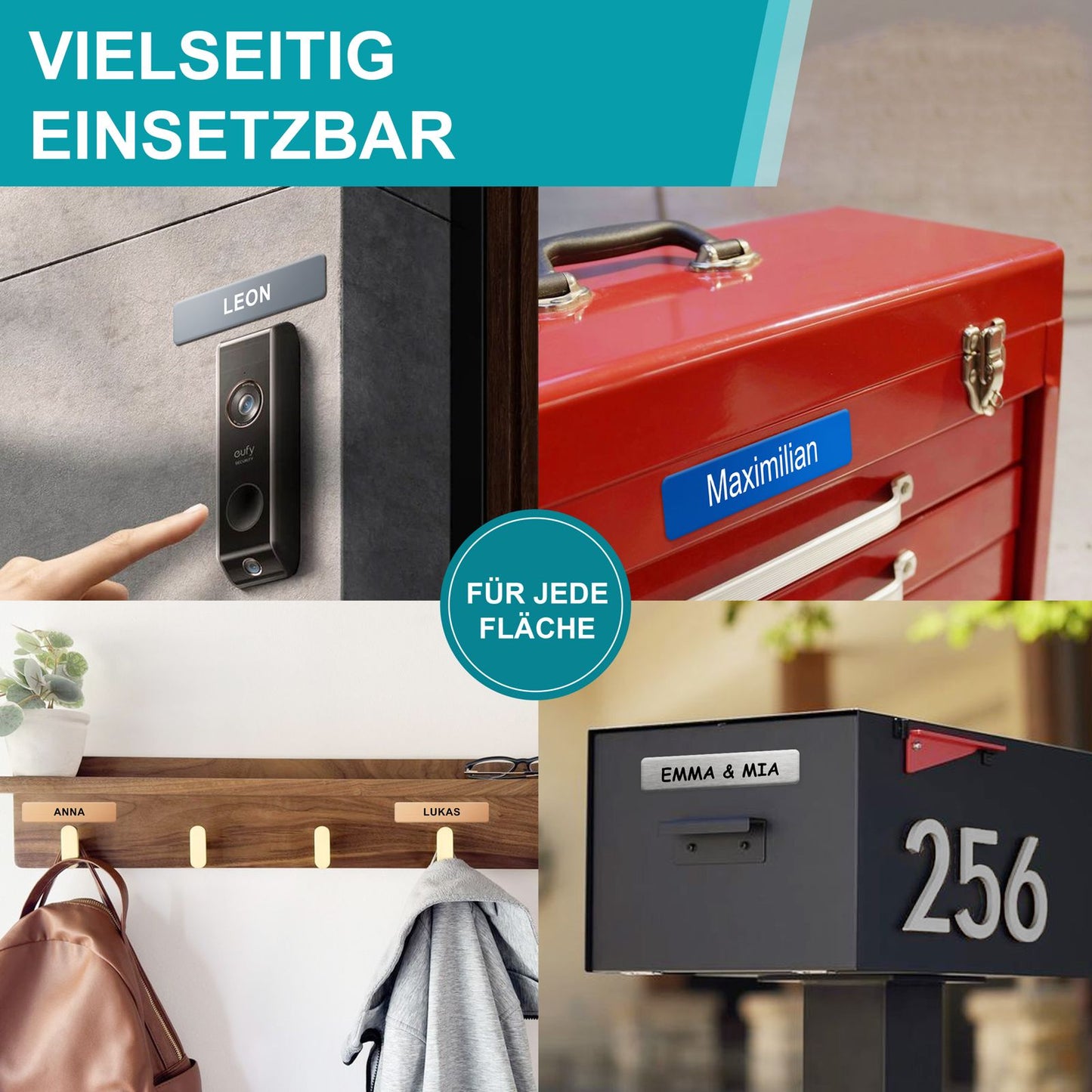 Klingelschild Türschild Herz Willkommen Briefkastenschild Namensschild Individuell Gravur Klebend