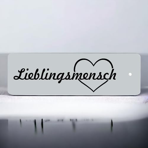 Schlüsselanhänger mit Gravur - Lieblingsmensch - Herz mit Spruch - Kunststoff in 10 verschiedenen Farben - 80x25mm