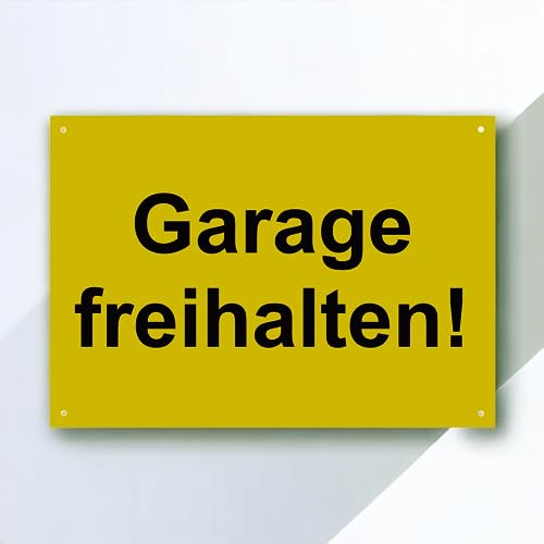 Hinweis Schild - Garage freihalten - Warnschild aus Kunststoff - Graviertes Schild in verschiedenen Größen