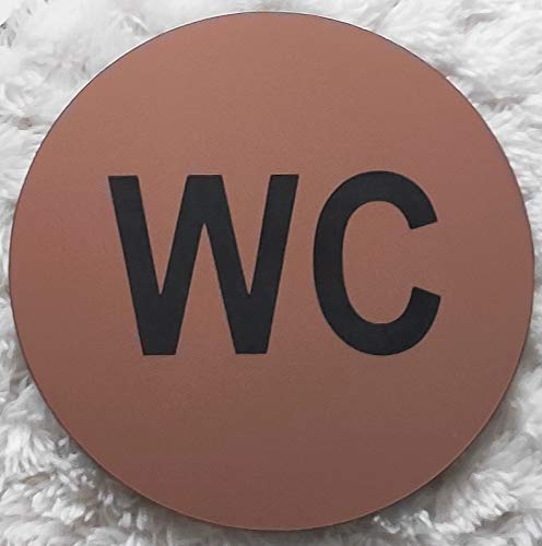 Toiletten WC Schild Selbstklebend Türschild Hinweisschild Toilette Klo Gravur 3 Farben Rund
