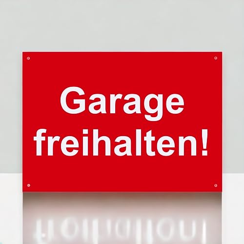 Hinweis Schild - Garage freihalten - Warnschild aus Kunststoff - Graviertes Schild in verschiedenen Größen