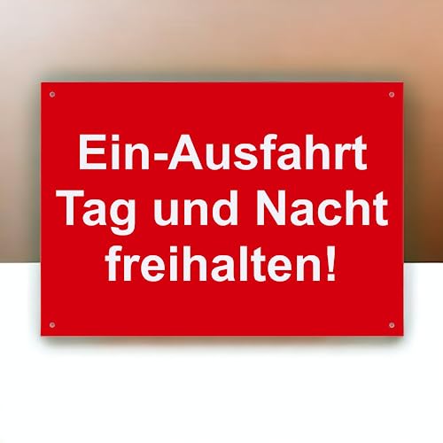 Hinweis Schild Ausfahrt Tag Und Nacht Freihalten Warnschild aus Kunststoff - Graviertes Schild in verschiedenen Größen