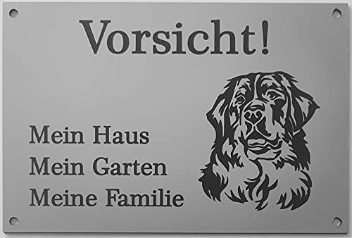 BigTrend24 Warnschild Vorsicht Sennenhund Schild Hundeschild Haus Garten Familie Silber