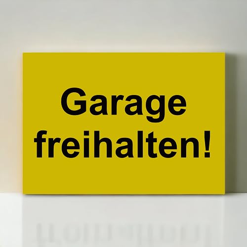 Hinweis Schild - Garage freihalten - Warnschild aus Kunststoff - Graviertes Schild in verschiedenen Größen