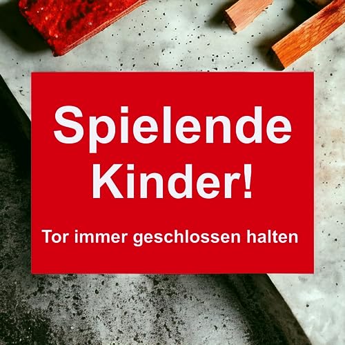 Hinweis Schild - Spielende Kinder - Tor immer geschlossen halten - Warnschild aus Kunststoff - Graviertes Schild in verschiedenen Größen