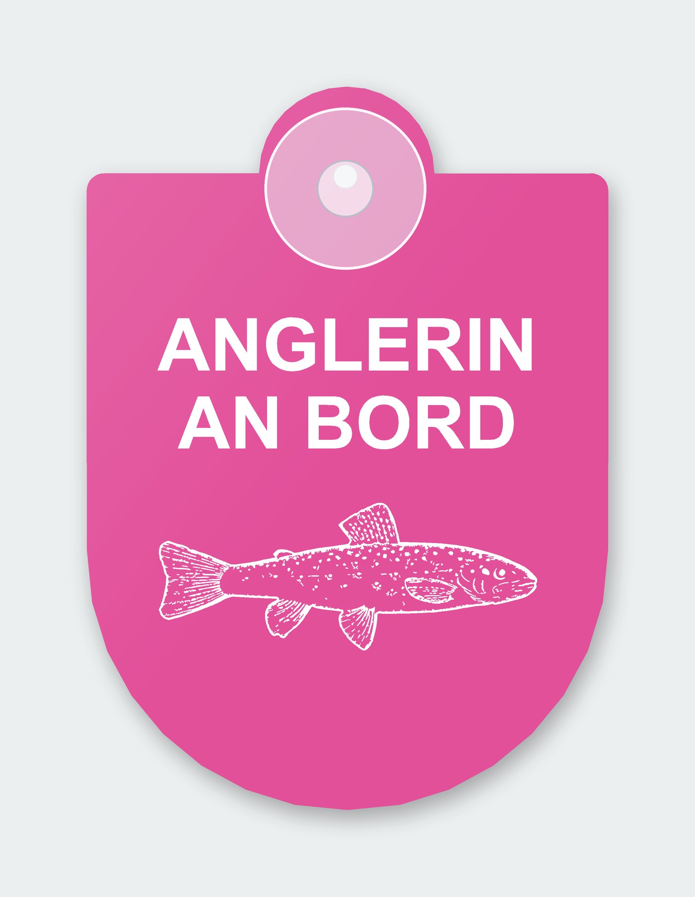Saugnapfschild „Anglerin an Bord“
