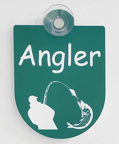 Hinweis Schild Saugnapfschild Forst Jagd Angler Jäger Gravur Grün Kunststoff 90x125mm