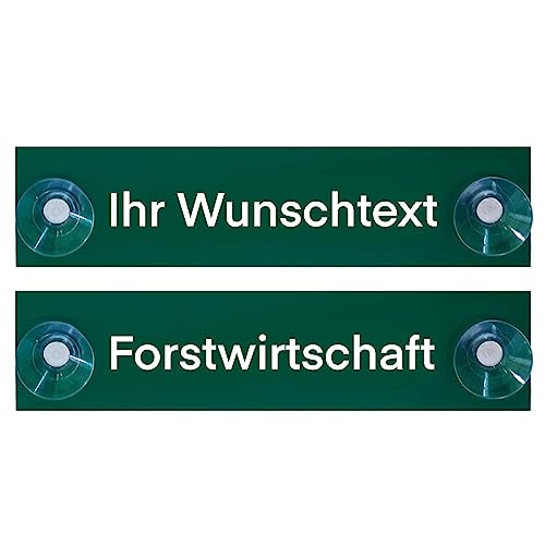Hinweis Schild Saugnapfschild Landwirtschaft, Forstbetrieb, Jagdbetrieb, Hundeführer, Forstwirtschaft Grün 200x50 mm