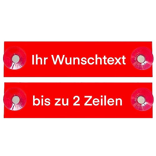 Hinweis Schild Saugnapfschild Wunschtext, Feuerwehr, Arzt, Notarzt, Kurierfahrer, Winterdienst Rot 200x50 mm…