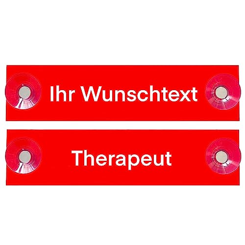 Hinweis Schild Saugnapfschild Wunschtext, Feuerwehr, Arzt, Notarzt, Kurierfahrer, Winterdienst Rot 200x50 mm…