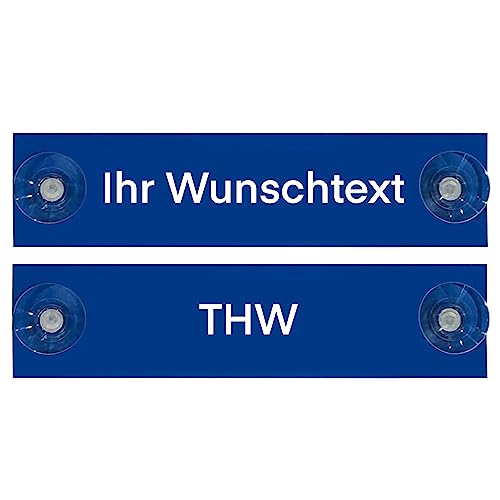 Hinweis Schild Saugnapfschild Wunschtext, THW, Wasserwacht Blau 200x50 mm…