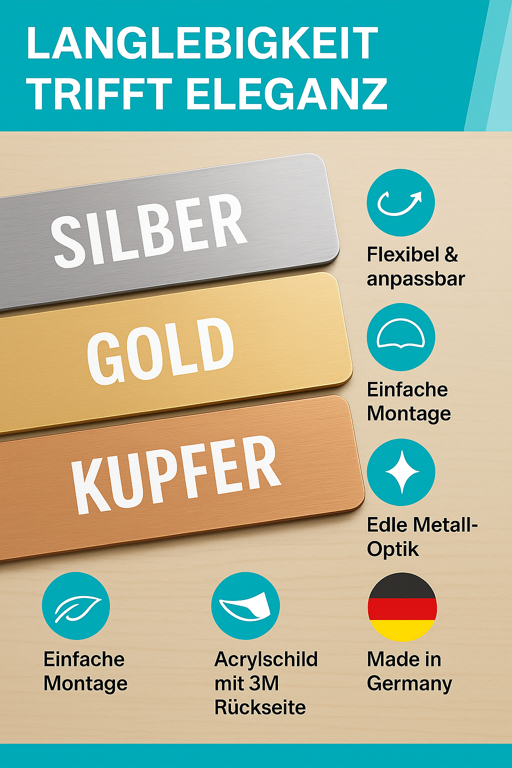 Klingelschild Türschild Herz Willkommen Briefkastenschild Namensschild Individuell Gravur Klebend