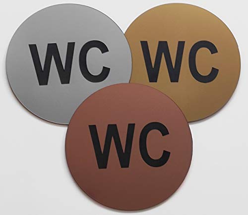 Toiletten WC Schild Selbstklebend Türschild Hinweisschild Toilette Klo Gravur 3 Farben Rund
