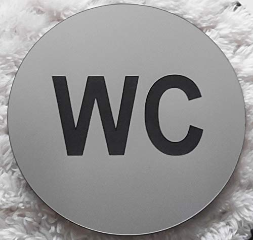 Toiletten WC Schild Selbstklebend Türschild Hinweisschild Toilette Klo Gravur 3 Farben Rund