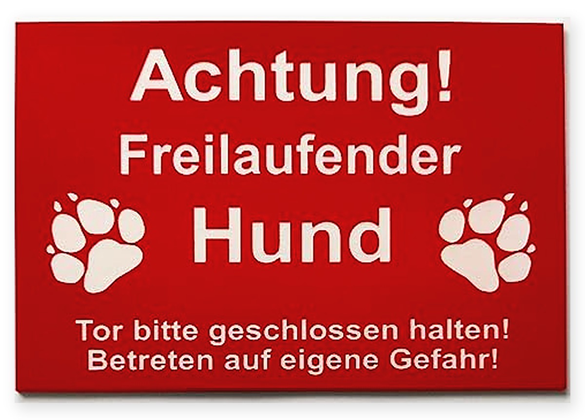 Warnschild Achtung Freilaufender Hund