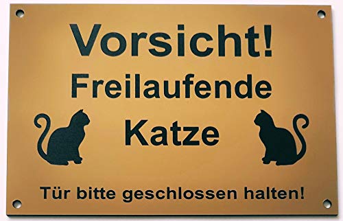 Warnschild Freilaufende Katze Figur