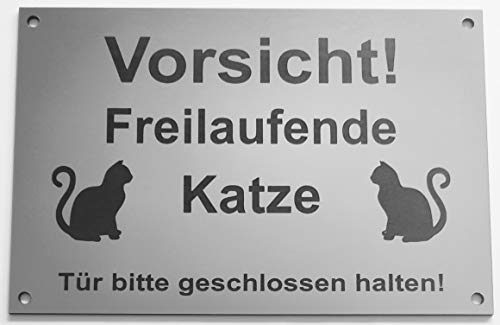 Warnschild Freilaufende Katze Figur
