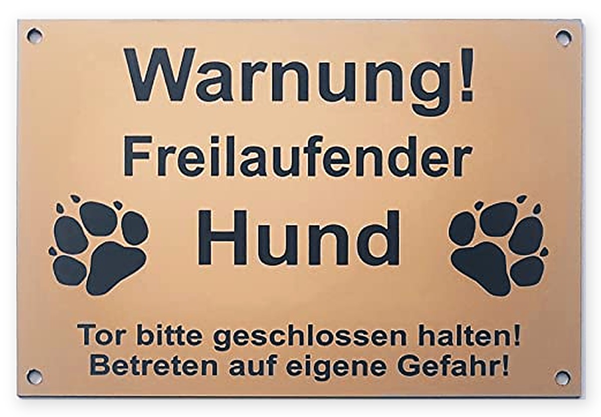 Warnschild Warnung Freilaufender Hund, Tor geschlossen, Betreten verboten