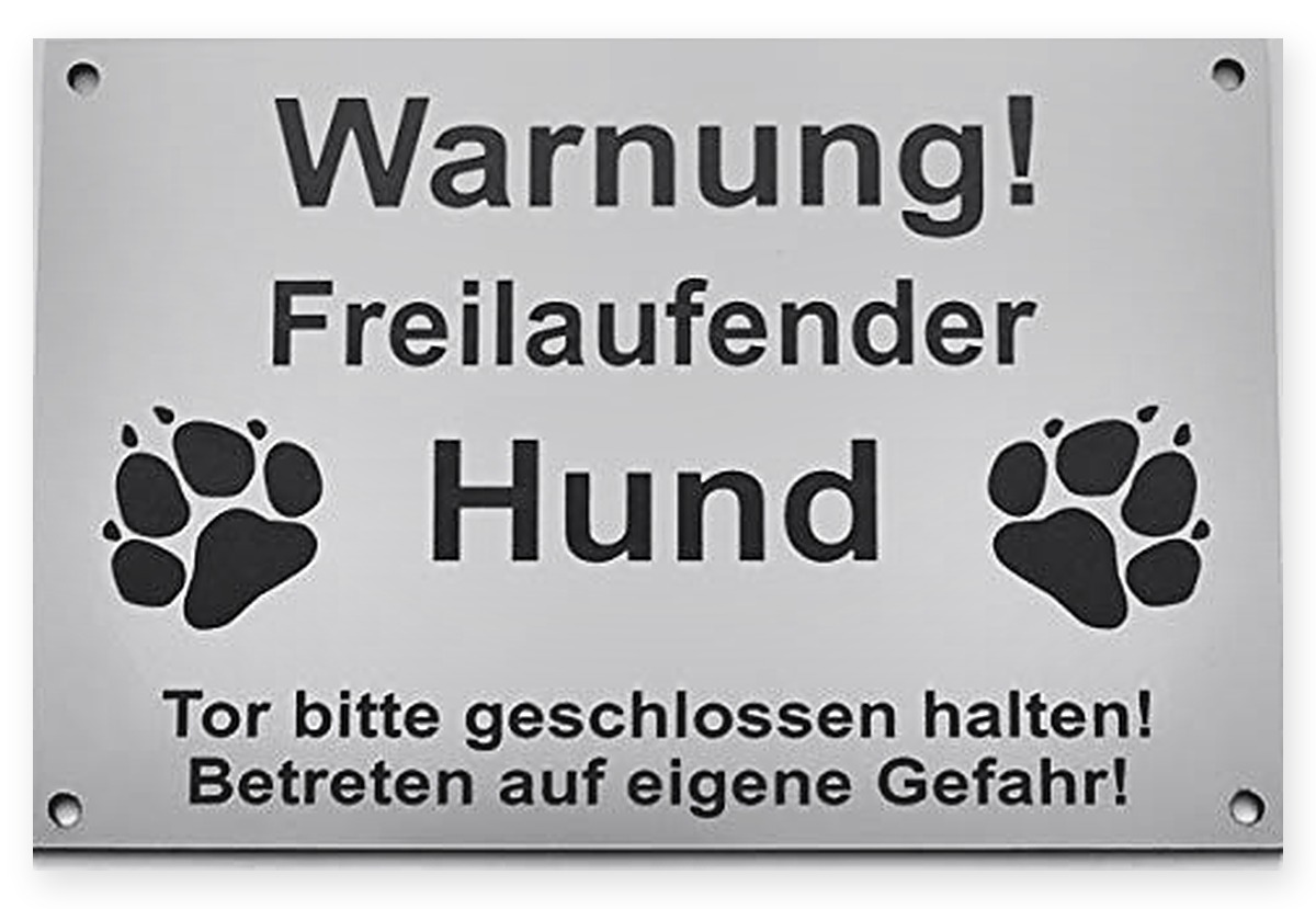 Warnschild Warnung Freilaufender Hund, Tor geschlossen, Betreten verboten