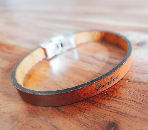 BigTrend24 Echt-Leder-Armband personalisierbar - Dein Wunschtext - braun - Kürzbar - Spruch - Geschenkidee - 9mm