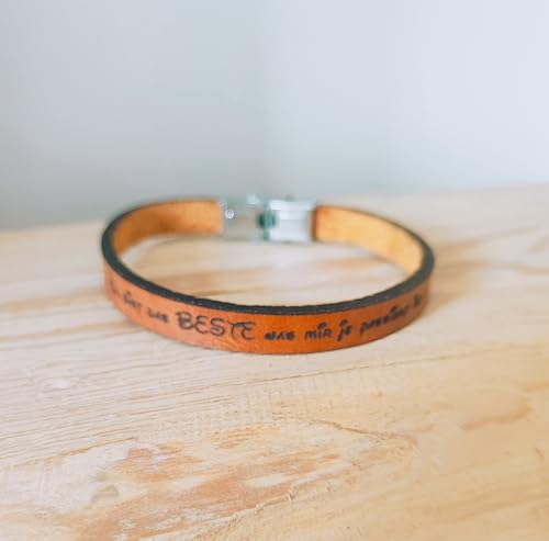 BigTrend24 Echt-Leder-Armband - Du bist das Beste was mir je passiert ist - braun - Kürzbar - Spruch - Geschenkidee - 9mm