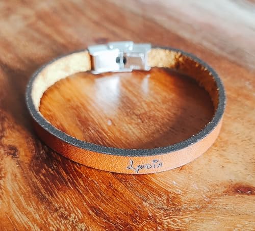 BigTrend24 Echt-Leder-Armband personalisierbar - Dein Wunschtext - braun - Kürzbar - Spruch - Geschenkidee - 9mm