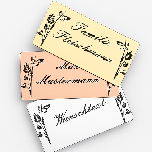 Klingelschild Türschild Blumen Motiv Briefkastenschild Namensschild Gravur Selbstklebend Wetterfest