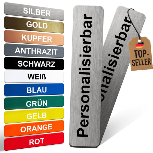 Personalisierbares Klingelschild – 1 Stück – graviertes Namensschild – selbstklebend mit 3M – wetterfest – Made in Germany – viele Farben & Größen – Kunststoffschild für Briefkasten