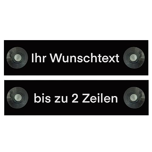 Hinweis Schild Saugnapfschild Wunschtext Gravur Schwarz Kunststoff 200x50mm (IHR WUNSCHTEXT)