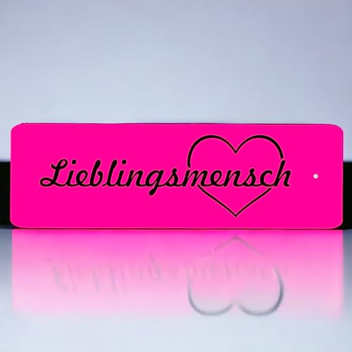 Schlüsselanhänger mit Gravur - Lieblingsmensch - Herz mit Spruch - Kunststoff in 10 verschiedenen Farben - 80x25mm