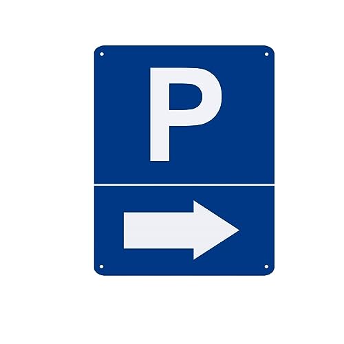 Parkplatzschild - Pfeil Links Rechts - Hinweis Schild aus Kunststoff für Ihren Parkplatz in verschiedenen Größen und Bohrungen