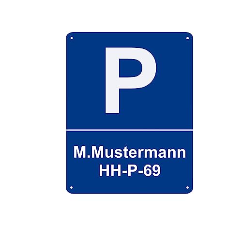 Parkplatzschild mit Wunschtext und individueller Gravur - Hinweis Schild aus Kunststoff für Ihren Parkplatz in verschiedenen Größen und Bohrungen - bis zu 2 Zeilen möglich