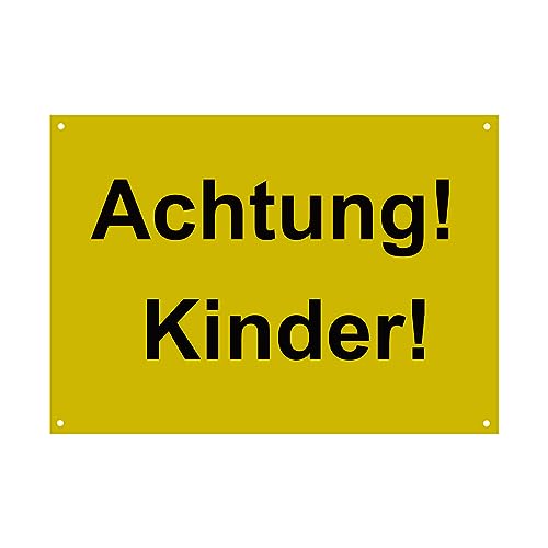 Hinweis Schild - Achtung Kinder - Warnschild aus Kunststoff - Graviertes Schild in verschiedenen Größen
