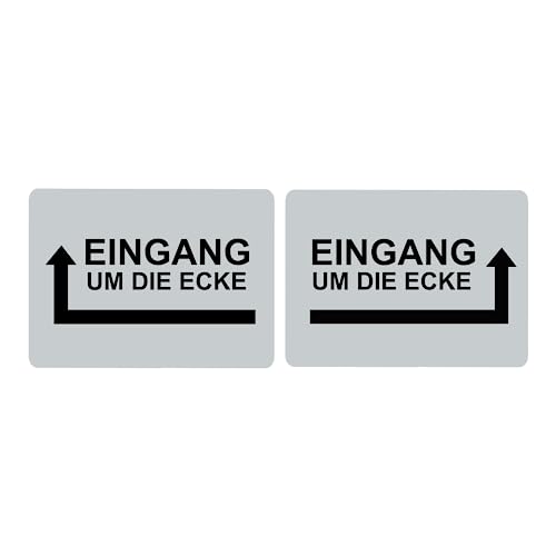 Hinweisschild Eingang um die Ecke Pfeil Links Rechts Selbstklebend Silber