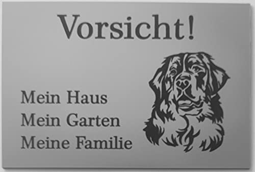 BigTrend24 Warnschild Vorsicht Sennenhund Schild Hundeschild Haus Garten Familie Silber