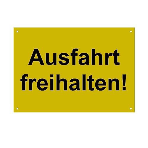 Hinweis Schild Ausfahrt Freihalten Warnschild aus Kunststoff - Graviertes Schild in verschiedenen Größen