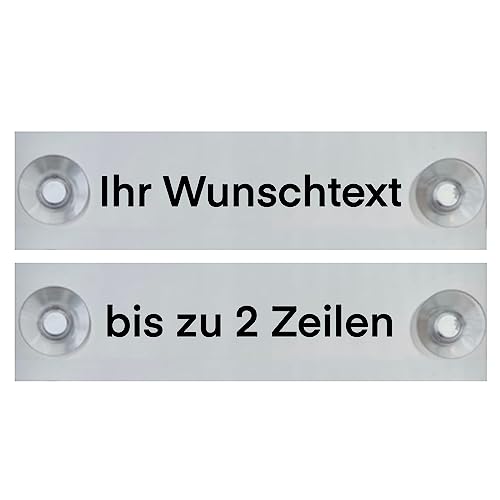 Hinweis Schild Saugnapfschild Wunschtext Gravur Silber Kunststoff 200x50mm (IHR WUNSCHTEXT)