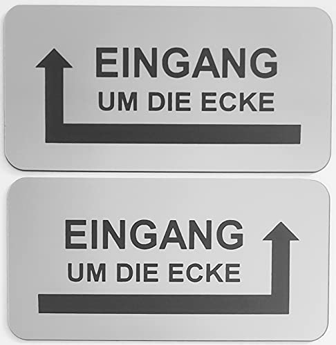 Hinweisschild Eingang um die Ecke Pfeil Links Rechts Selbstklebend 4 Größen Silber