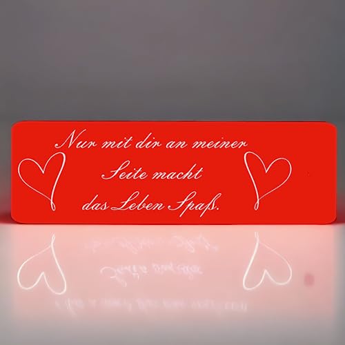BigTrend24 Schlüsselanhänger mit Gravur - Nur mit dir an meiner Seite - Herz mit Spruch - Kunststoff in 10 verschiedenen Farben - 80x25mm