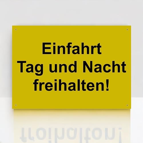 Hinweis Schild Einfahrt Tag Und Nacht Freihalten Warnschild aus Kunststoff - Graviertes Schild in verschiedenen Größen