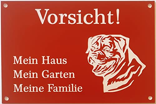 BigTrend24 Warnschild Vorsicht Rottweiler Schild Hundeschild Haus Garten Familie Rot