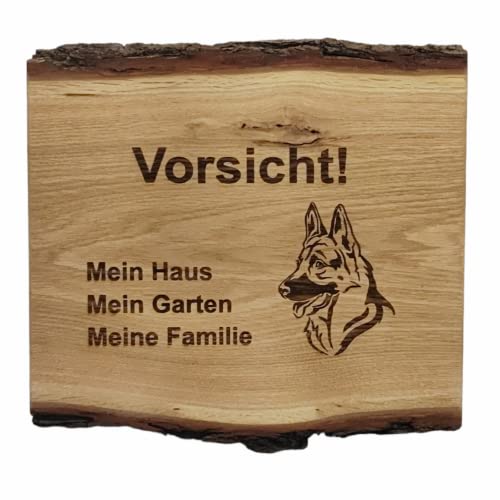 Warnschild Vorsicht Schãferhund Schild Hundeschild Haus Garten Familie Holz 30x27cm