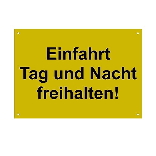 Hinweis Schild Einfahrt Tag Und Nacht Freihalten Warnschild aus Kunststoff - Graviertes Schild in verschiedenen Größen