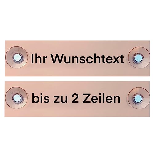 Hinweis Schild Saugnapfschild Wunschtext Gravur Kupfer Kunststoff 200x50mm (IHR WUNSCHTEXT)
