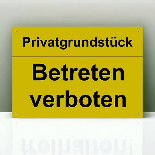 Hinweis Schild Privatgrundstück - Betreten Verboten - Warnschild aus Kunststoff - Graviertes Schild in verschiedenen Größen