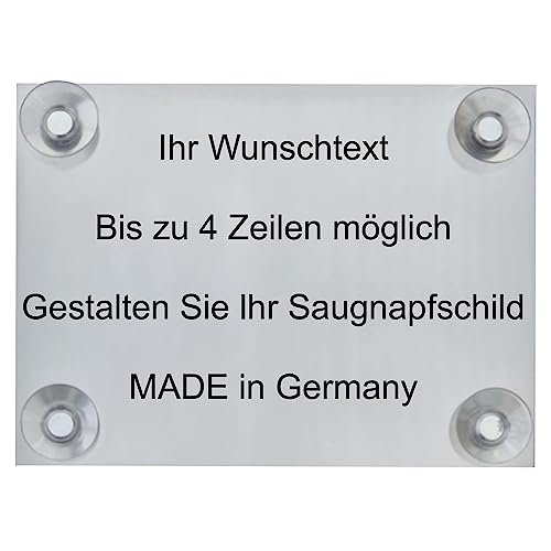 Hinweis Schild Saugnapfschild Wunschtext Gravur Silber Kunststoff 200x150mm (IHR WUNSCHTEXT)