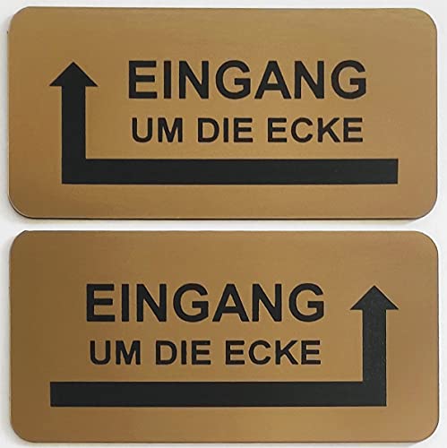 Hinweisschild Eingang um die Ecke Pfeil Links Rechts Selbstklebend 4 Größen Gold