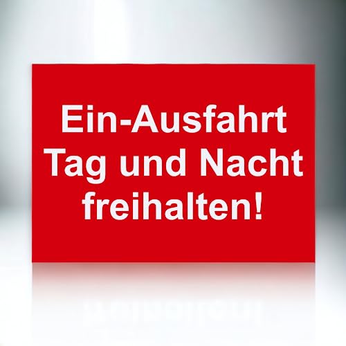 Hinweis Schild Ausfahrt Tag Und Nacht Freihalten Warnschild aus Kunststoff - Graviertes Schild in verschiedenen Größen