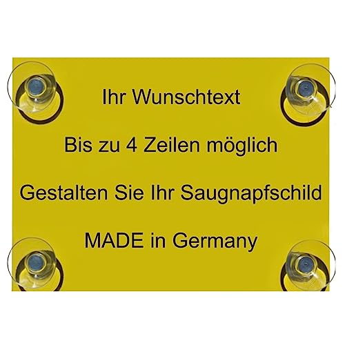 Hinweis Schild Saugnapfschild Wunschtext Gravur Gelb Kunststoff 200x150mm (IHR WUNSCHTEXT)